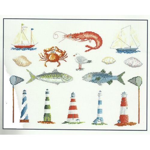 Kit broderie poissons et phares DMC