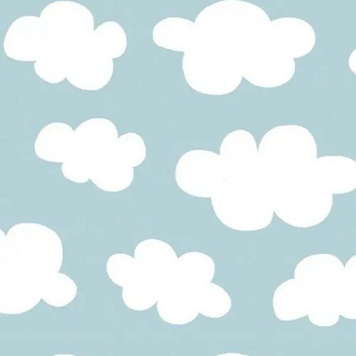Tissu coton Nuage bleu et blanc, thème enfant.